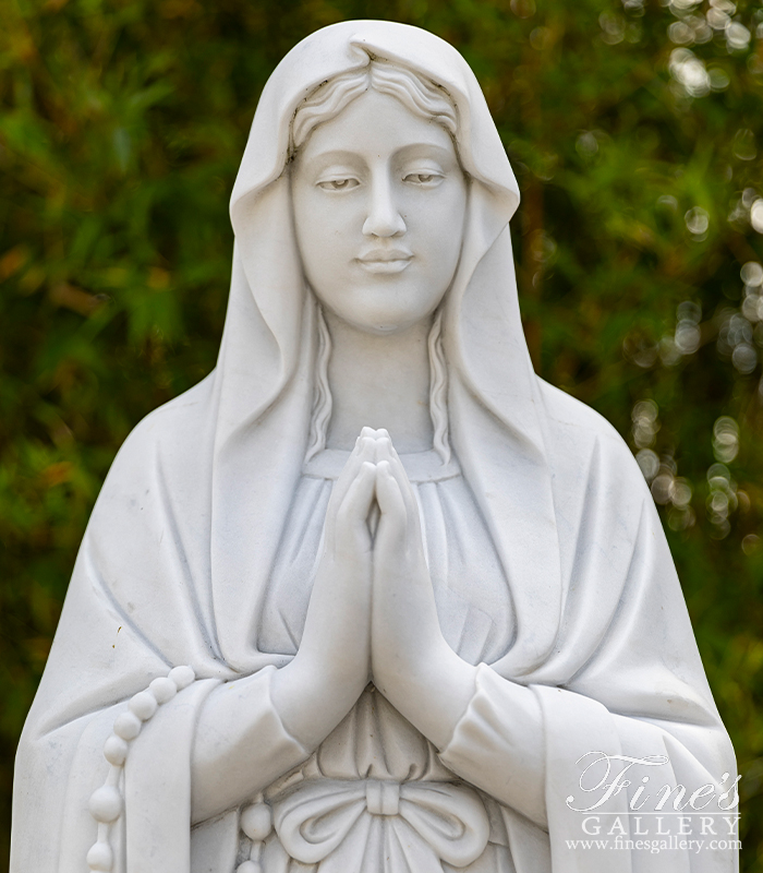 Marble Statues  - A Statuary White Marble Our Lady Of Lourdes Statue - 63 Inch - MS-1480